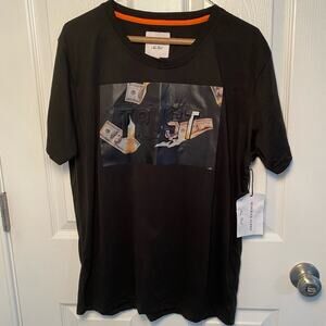 Bushwick Supply New York Men's size large T-Shirt Burning Money 3-D graphic NWT